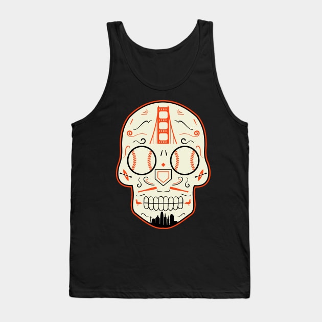 San Francisco Baseball Sugar Skull Tank Top by StickyHenderson